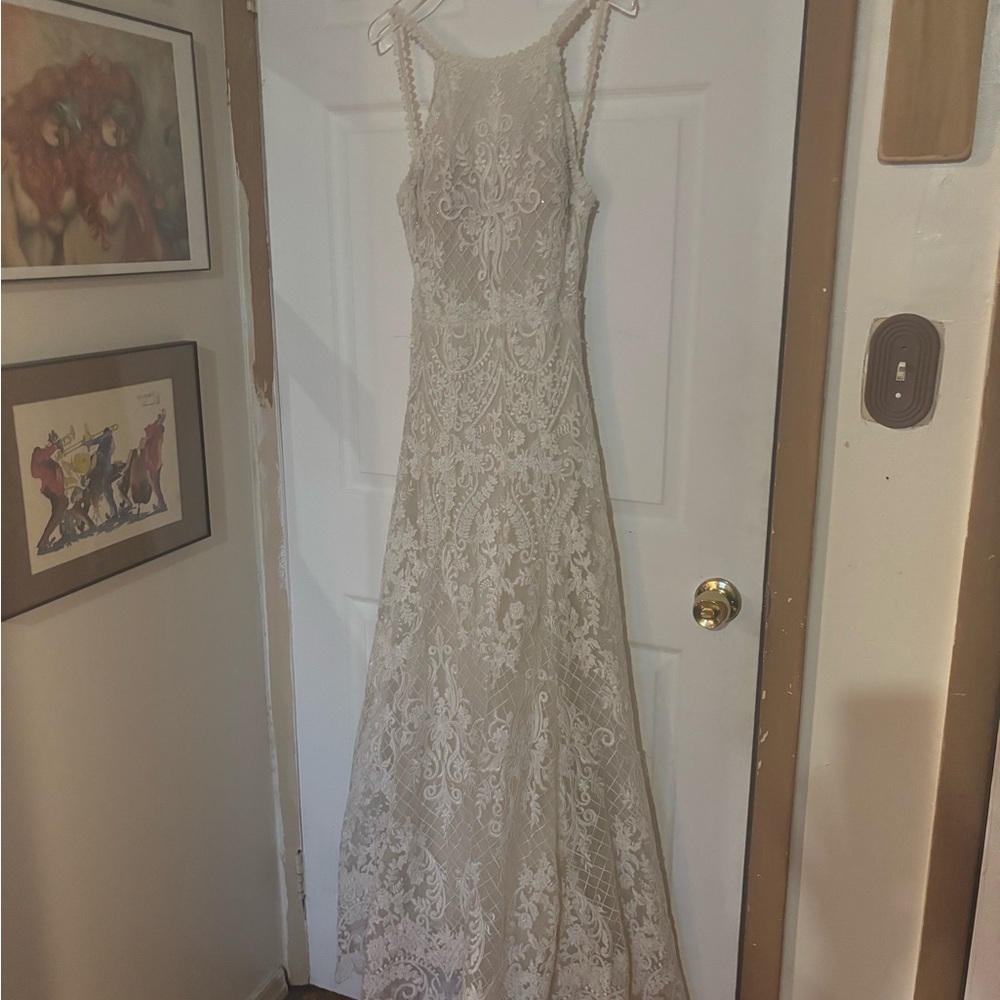 Vintage Lace Overlay Sleeveless Women’s Dress in Ivory